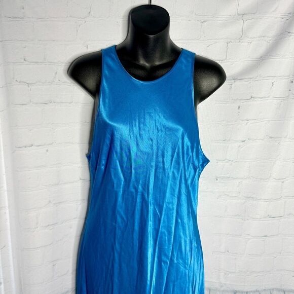 NEW Rails cobalt blue silky satin open tie back Solene midi dress size large - Picture 3 of 9